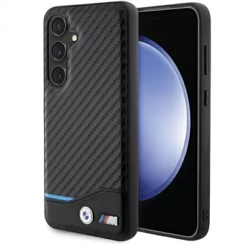BMW M Collection echt leer carbonfaser hard back cover voor Samsung Galaxy S24 - zwart