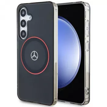 Mercedes-Benz S24 hardcase double layer met rode MagSafe voor Samsung Galaxy S24 - zwart