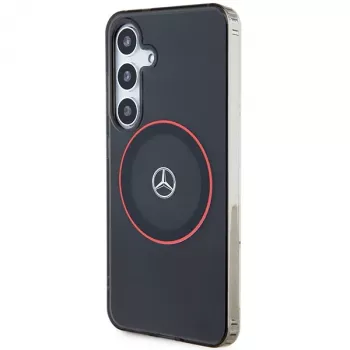 Mercedes-Benz S24 hardcase double layer met rode MagSafe voor Samsung Galaxy S24 - zwart