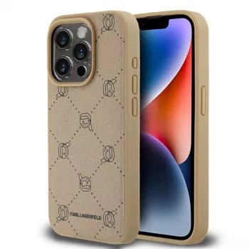Karl Lagerfeld KLHMP15XPGKHPHE iPhone 15 Pro Max 6,7 inch beige MagSafe Karl Heads achterkant hoes