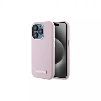 Karl Lagerfeld KLHMP15XPGMSRPP hardcase voor iPhone 15 Pro Max 6,7 inch roze met metaalplaat MagSafe