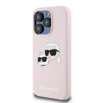 Karl Lagerfeld KLHMP15XSKCHPPLP iPhone 15 Pro Max 6,7 inch roze hardcase siliconen Karl & Choupette MagSafe