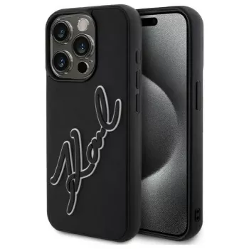 Karl Lagerfeld KLHCP15L3DRKSDLK iPhone 15 Pro 6.1 zwart hardcase 3D rubber signature