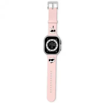 Karl Lagerfeld 3D rubber Karl & Choupette Heads band voor Apple Watch 42/44/45/49mm roze