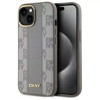 DKNY DKHMP15MPCPVSLE iPhone 15 Plus 6,7 inch beige hardcase leer geruit mono pattern MagSafe
