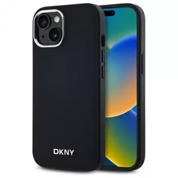 DKNY DKHMP15SPSCMCLK iPhone 15 6,1 inch zwarte hardcase effen logo MagSafe