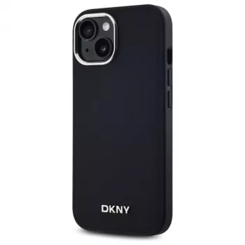 DKNY DKHMP15SPSCMCLK iPhone 15 6,1 inch zwarte hardcase effen logo MagSafe