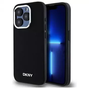 DKNY DKHMP15XPSCMCLK Hard Case voor Apple iPhone 15 Pro Max 6,7 inch zwart effen logo MagSafe