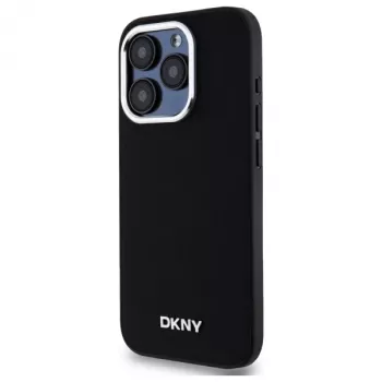 DKNY DKHMP15XPSCMCLK Hard Case voor Apple iPhone 15 Pro Max 6,7 inch zwart effen logo MagSafe