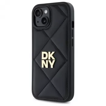 DKNY DKHCP14SPQDSLK Quilted Stack Logo Back Cover voor Apple iPhone 14 6,1 inch zwart