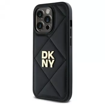 DKNY DKHCP14XPQDSLK Quilted Stack Logo Back Cover voor iPhone 14 Pro Max 6,7 inch zwart