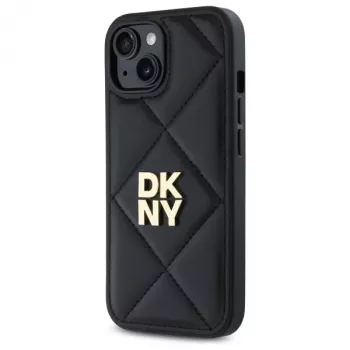 DKNY DKHCP15SPQDSLK Quilted Stack Logo Back Cover voor Apple iPhone 15 6,1 inch zwart