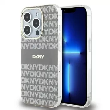 DKNY DKHMP15XHRHSEE Hardcase voor iPhone 15 Pro Max 6,7 inch beige IML Mono & Stripe MagSafe