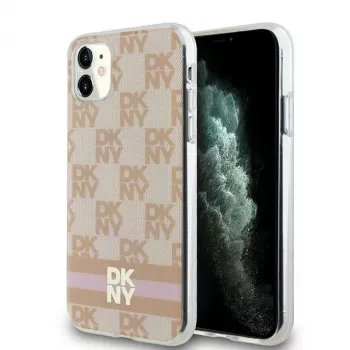DKNY DKHMN61HCPTSP Hardcase voor iPhone 11 / XR 6,1 inch roze Checkered Mono Pattern & Printed Stripes MagSafe