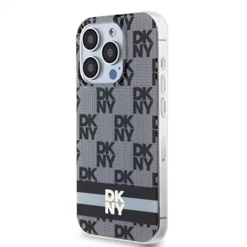 DKNY DKHMP13XHCPTSK hardcase voor Apple iPhone 13 Pro Max 6,7 inch, zwart geruit mono patroon & bedrukte strepen, MagSafe-compatibel