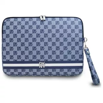 DKNY Sleeve DKCS14PVSHLB 14 inch Blauw geruit patroon met bedrukte strepen laptophoes
