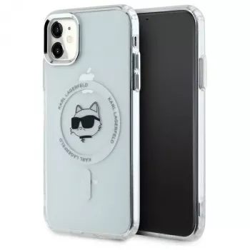 Karl Lagerfeld KLHMN61HLSCHH iPhone 11 / Xr 6.1 Wit Hardcase IML Metal Choupette Head MagSafe