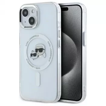 Karl Lagerfeld KLHMP15SHLSKCH Hardcase voor Apple iPhone 15 6,1 inch Wit Karl & Choupette Head MagSafe