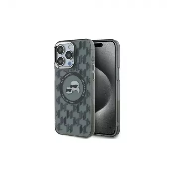 Karl Lagerfeld IML Monogram Karl & Choupette Head MagSafe case voor iPhone 15 Pro Max 6,7 inch zwart