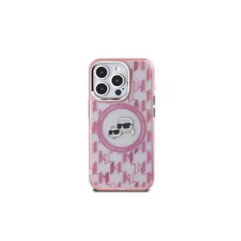 Karl Lagerfeld KLHMP15MHMCKMHP iPhone 15 Plus 6,7 inch roze IML Monogram Karl & Choupette Head MagSafe case
