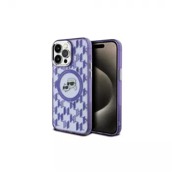 Karl Lagerfeld KLHMP15XHMCKMHU iPhone 15 Pro Max 6,7 inch lila IML Monogram Karl & Choupette Head MagSafe achterkant hoesje