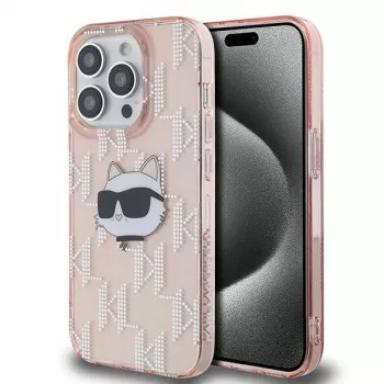Karl Lagerfeld KLHCP14XHKLPCHP iPhone 14 Pro Max 6,7 inch roze hardcase IML Choupette Head & Monogram