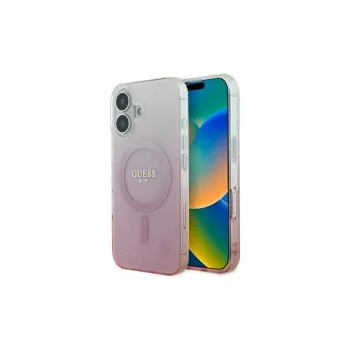 Guess IML Glitter Gradient MagSafe Case voor iPhone 16 (roze)