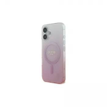 Guess IML Glitter Gradient MagSafe Case voor iPhone 16 (roze)