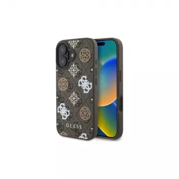 Guess Peony op 4G-achtergrond MagSafe Case voor iPhone 16 (bruin)