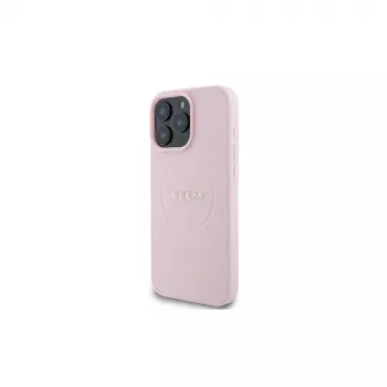 Guess GUHMP16LPGHSMMP iPhone 16 Pro 6,3 inch roze hardcase Grained Ring MagSafe