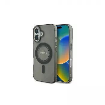 Guess IML Rhinestones MagSafe Case voor iPhone 16 Plus (zwart)