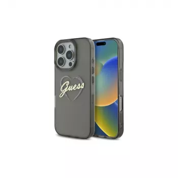 Guess GUHCP16LHCHGSPK hardcase voor Apple iPhone 16 Pro 6,3 inch zwart IML Heart