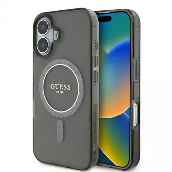 Guess GUHMP16MHFGEREK iPhone 16 Plus 6.7 zwart Hardcase IML Glitter Circle MagSafe