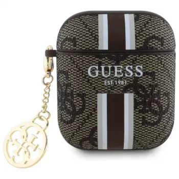 Guess GUA2P4RPSW AirPods 1/2 hoesje bruin 4G bedrukte strepen hanger