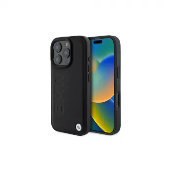 BMW Signature Collection hardcase voor Apple iPhone 16 Pro Max 6,9 inch echt leer zwart heetstempeling MagSafe