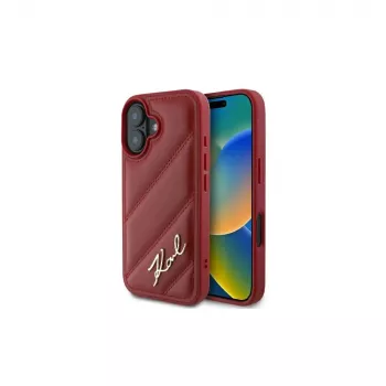 Karl Lagerfeld Quilted Signature case voor iPhone 16, rood