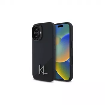 Karl Lagerfeld Shadow Metal Initial hardcase voor Apple iPhone 16 6,1 inch - zwart