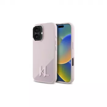 Karl Lagerfeld Shadow Metal Initial MagSafe hard case voor Apple iPhone 16 6,1 inch - roze
