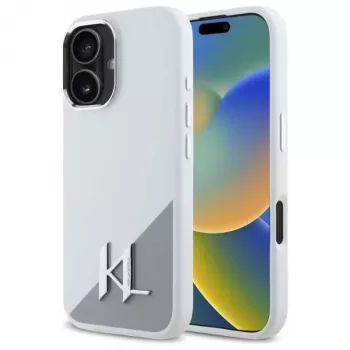 Karl Lagerfeld KLHMP16SSCMKMPCH hardcase siliconenhoesje voor Apple iPhone 16 6,1 inch, wit, MagSafe