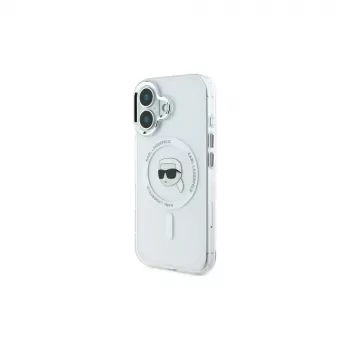 Karl Lagerfeld IML Metal Karl Head MagSafe hard case voor iPhone 16 Plus 6,7 inch wit