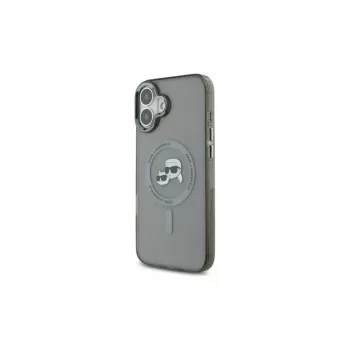 Karl Lagerfeld KLHMP16SHLSKCK hardcase voor Apple iPhone 16 6,1 inch zwart IML metaal Karl & Choupette Head MagSafe