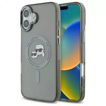 Karl Lagerfeld KLHMP16MHLSKCK hardcase IML Metal Karl & Choupette Head MagSafe voor Apple iPhone 16 Plus 6,7 inch, zwart