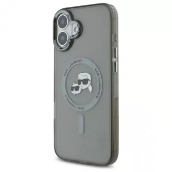 Karl Lagerfeld KLHMP16MHLSKCK hardcase IML Metal Karl & Choupette Head MagSafe voor Apple iPhone 16 Plus 6,7 inch, zwart