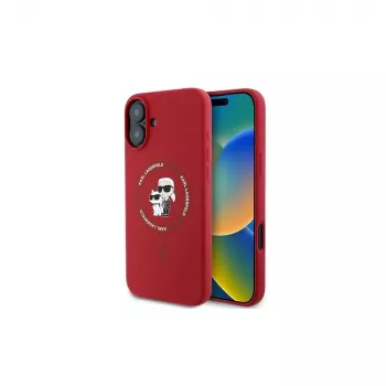 Karl Lagerfeld iPhone 16 Plus 6,7 inch Hardcase siliconen Karl & Choupette ring MagSafe - rood