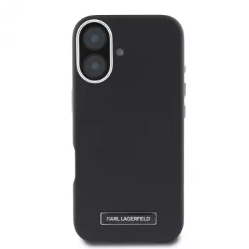 Karl Lagerfeld KLHMP16SPGMSRPK iPhone 16 6,1 inch zwarte hardcase met metalen plaat MagSafe