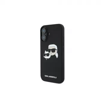 Karl Lagerfeld KLHMP16SSKCHPPLK iPhone 16 6.1 zwarte hardcase siliconen Double Heads print MagSafe