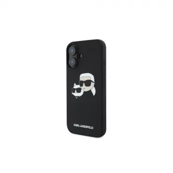 Karl Lagerfeld iPhone 16 Plus 6,7 inch zwarte hardcase siliconen Double Heads Print MagSafe