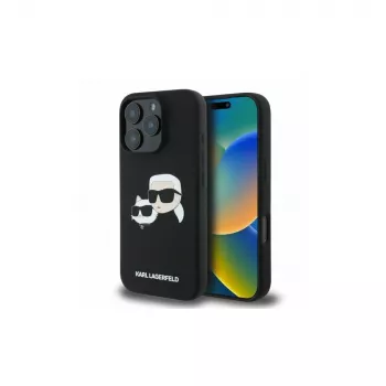 Karl Lagerfeld KLHMP16LSKCHPPLK iPhone 16 Pro 6,3 inch zwarte hardcase siliconen Double Heads Print MagSafe
