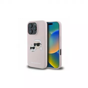Karl Lagerfeld KLHMP16LSKCHPPLP iPhone 16 Pro 6,3 inch roze hardcase siliconen Double Heads print MagSafe
