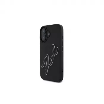 Karl Lagerfeld 3D Rubber Bicolor Signature case voor iPhone 16 (zwart)
